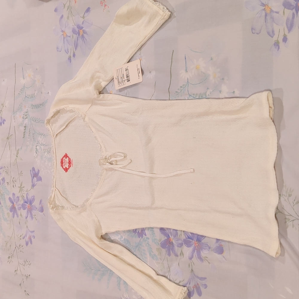 White free people shirt with lace collar detail size small